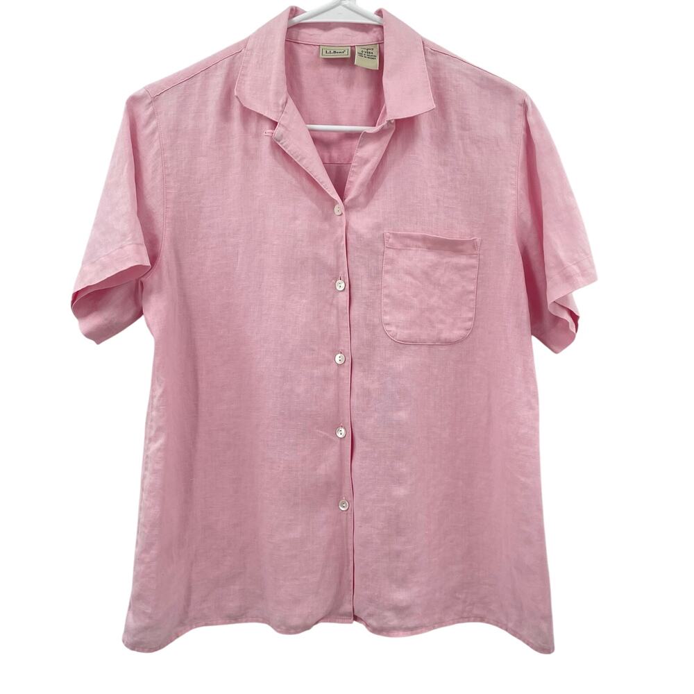 L. L. Bean Women's 100% Linen Button Down Top, Sz. S Coastal Beachy Light *READ*